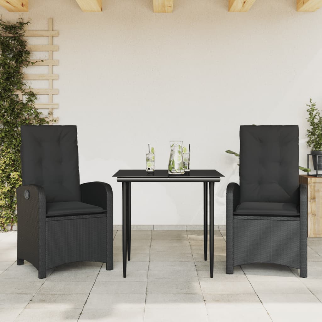 Set Mobilier De Grădină Cu Perne, 7 Piese, Negru, Poliratan