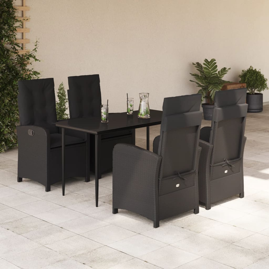 Set Mobilier De Grădină Cu Perne, 7 Piese, Negru, Poliratan