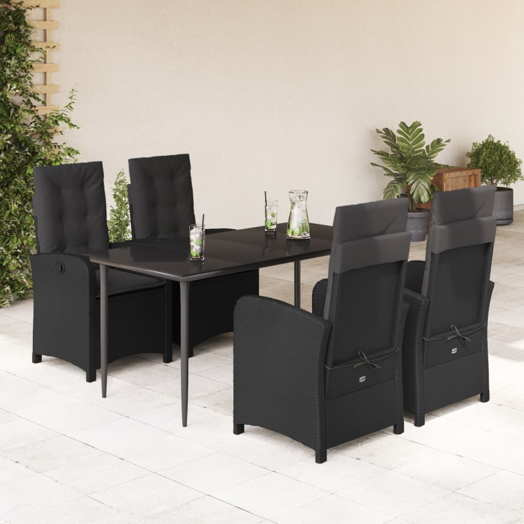 Set Mobilier De Grădină Cu Perne, 7 Piese, Negru, Poliratan