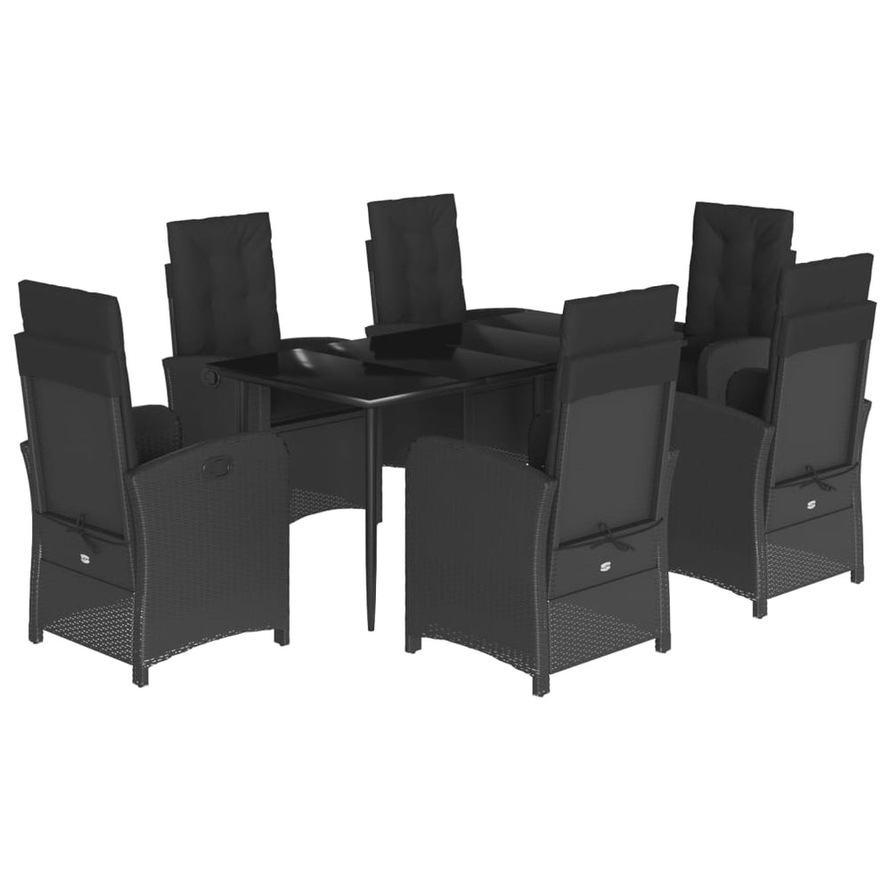 Set Mobilier De Grădină Cu Perne, 7 Piese, Negru, Poliratan