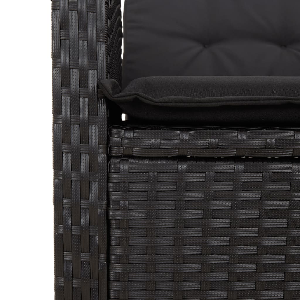 Set Mobilier De Grădină Cu Perne, 7 Piese, Negru, Poliratan