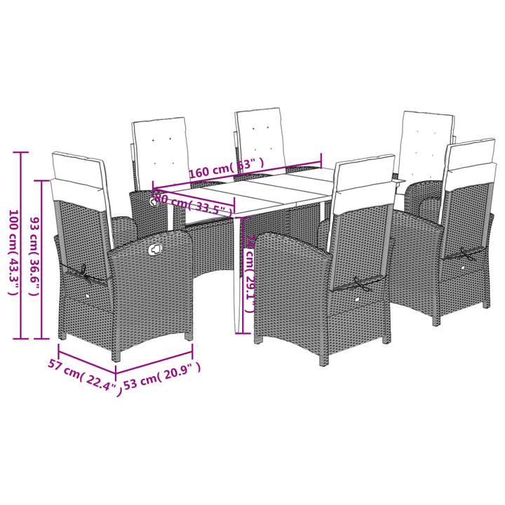 Set Mobilier De Grădină Cu Perne, 7 Piese, Negru, Poliratan