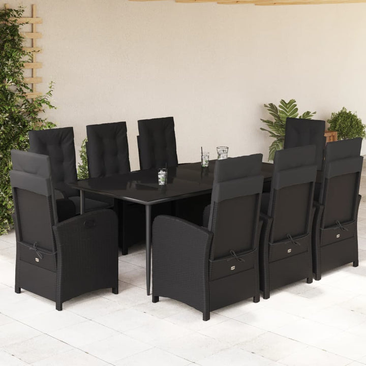 Set Mobilier De Grădină Cu Perne, 7 Piese, Negru, Poliratan