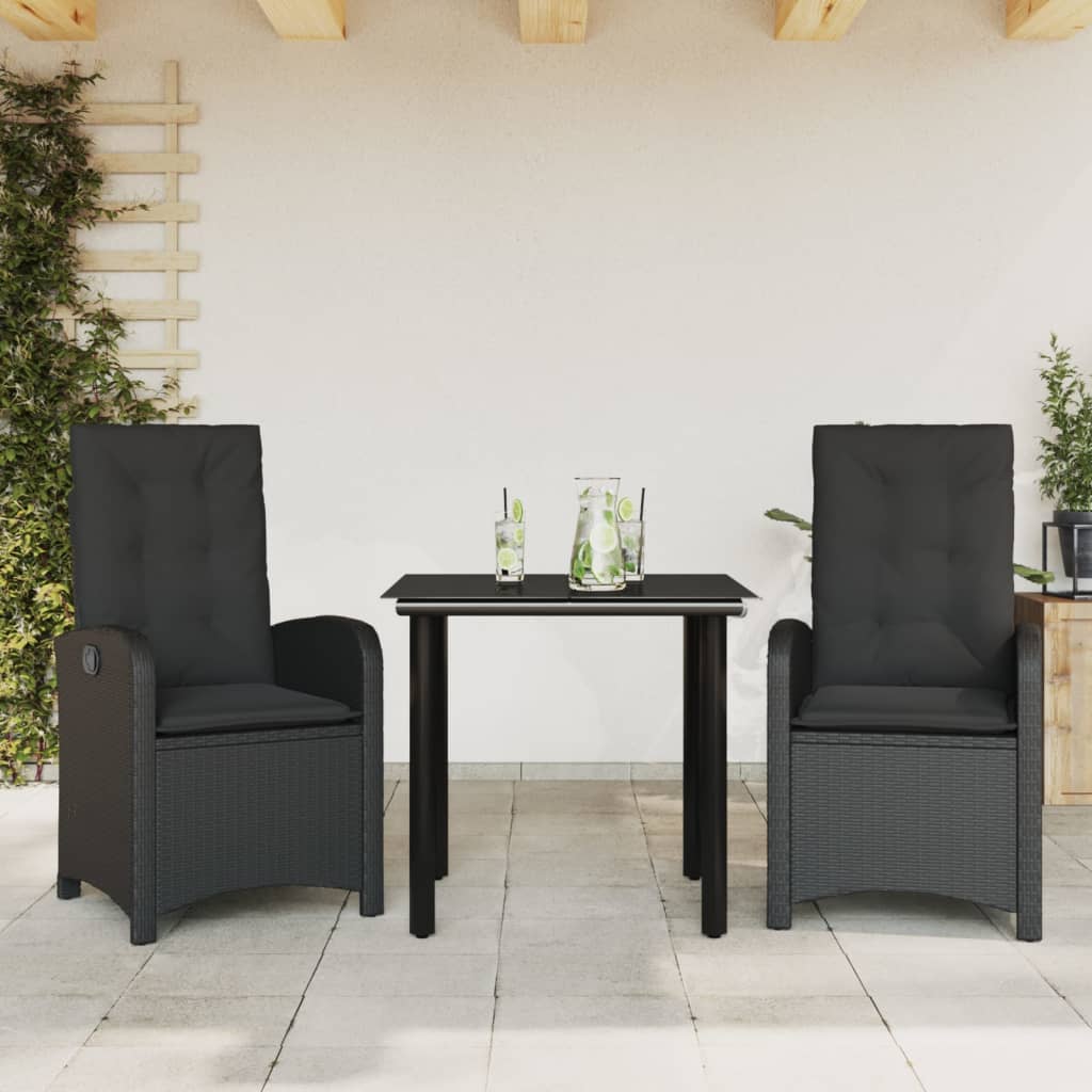 Set Mobilier De Grădină Cu Perne, 5 Piese, Negru, Poliratan