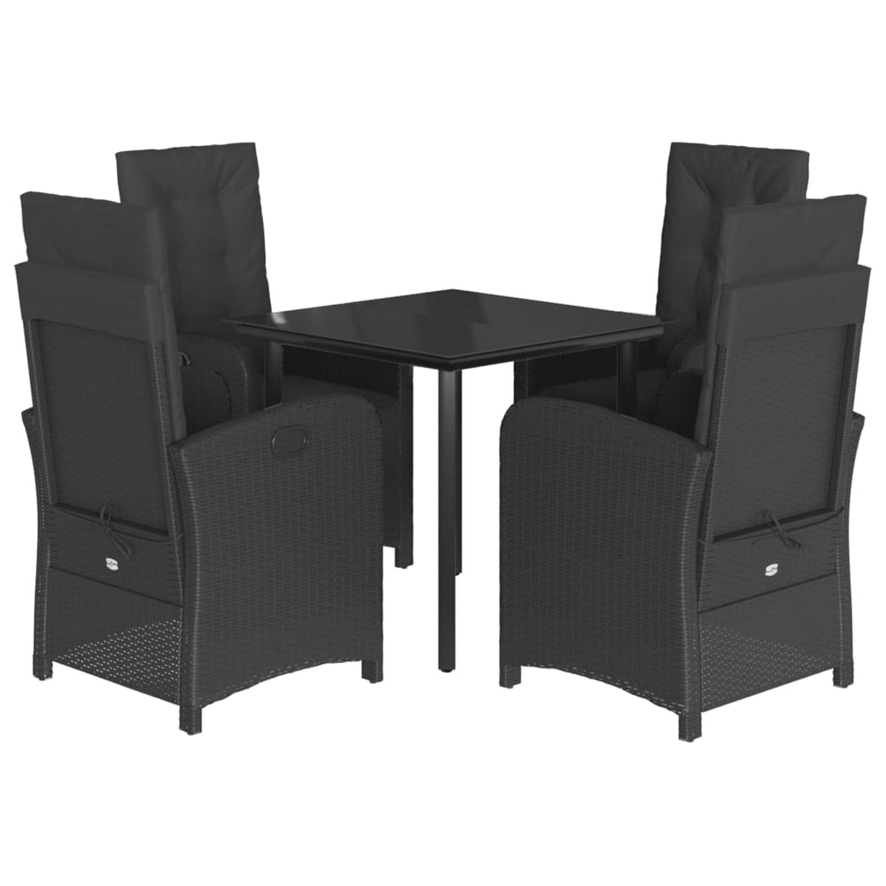 Set Mobilier De Grădină Cu Perne, 5 Piese, Negru, Poliratan