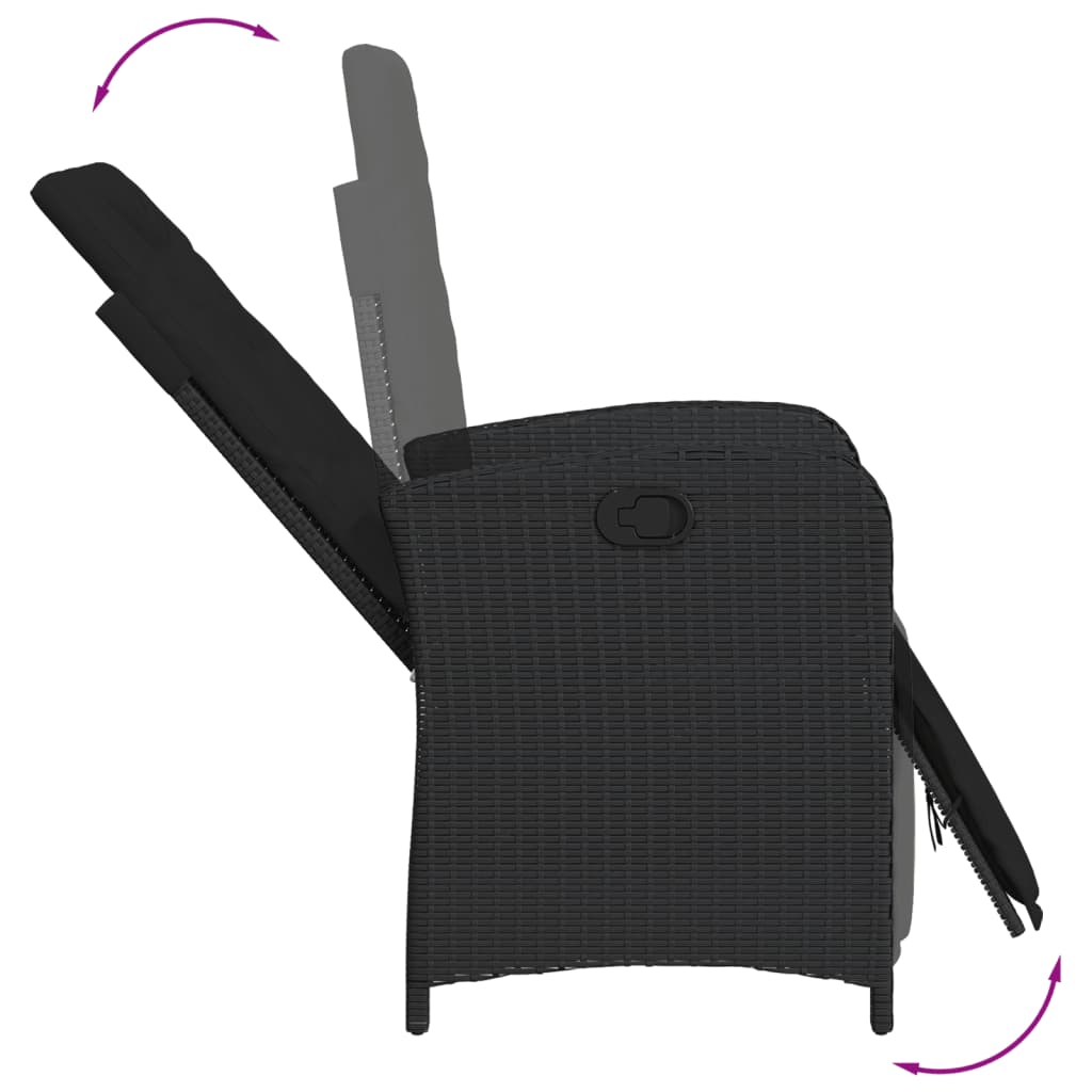 Set Mobilier De Grădină Cu Perne, 5 Piese, Negru, Poliratan
