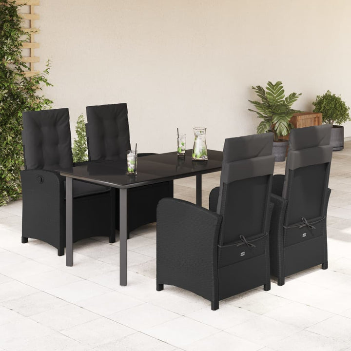 Set Mobilier De Grădină Cu Perne, 5 Piese, Negru, Poliratan