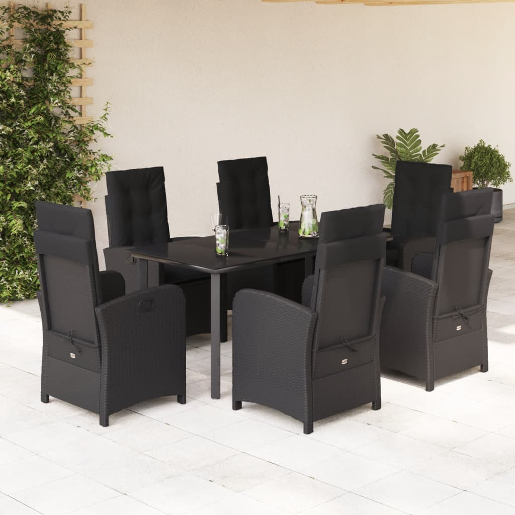 Set Mobilier De Grădină Cu Perne, 5 Piese, Negru, Poliratan