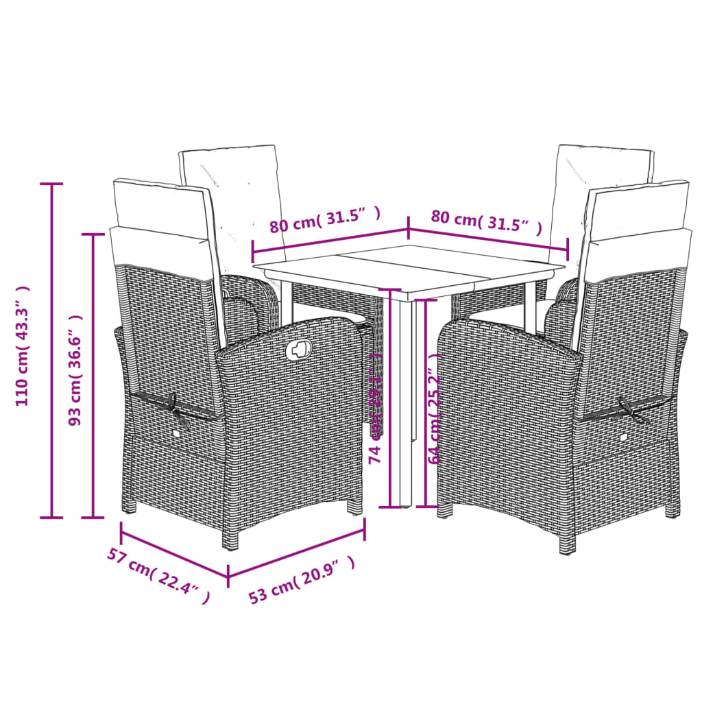 Set Mobilier De Grădină, 5 Piese, Cu Perne, Maro, Poliratan