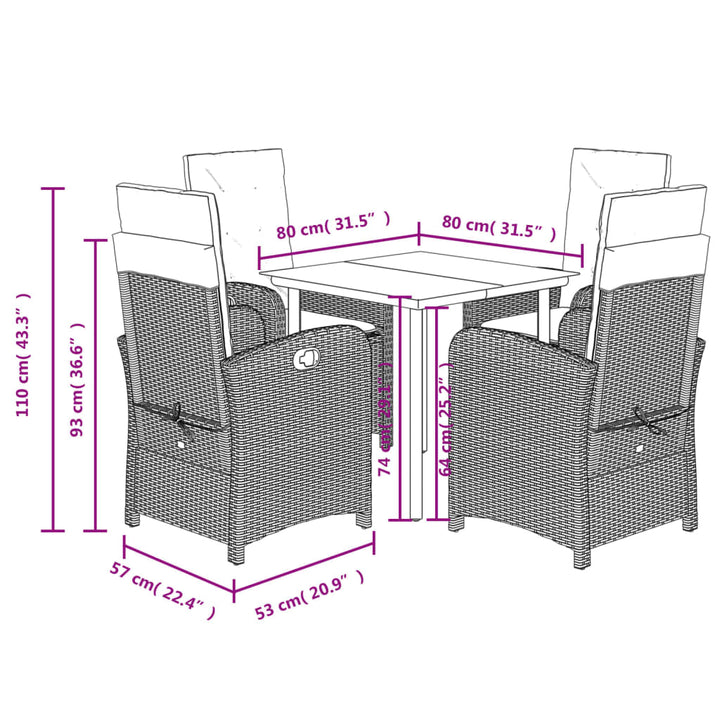 Set Mobilier De Grădină, 5 Piese, Cu Perne, Maro, Poliratan