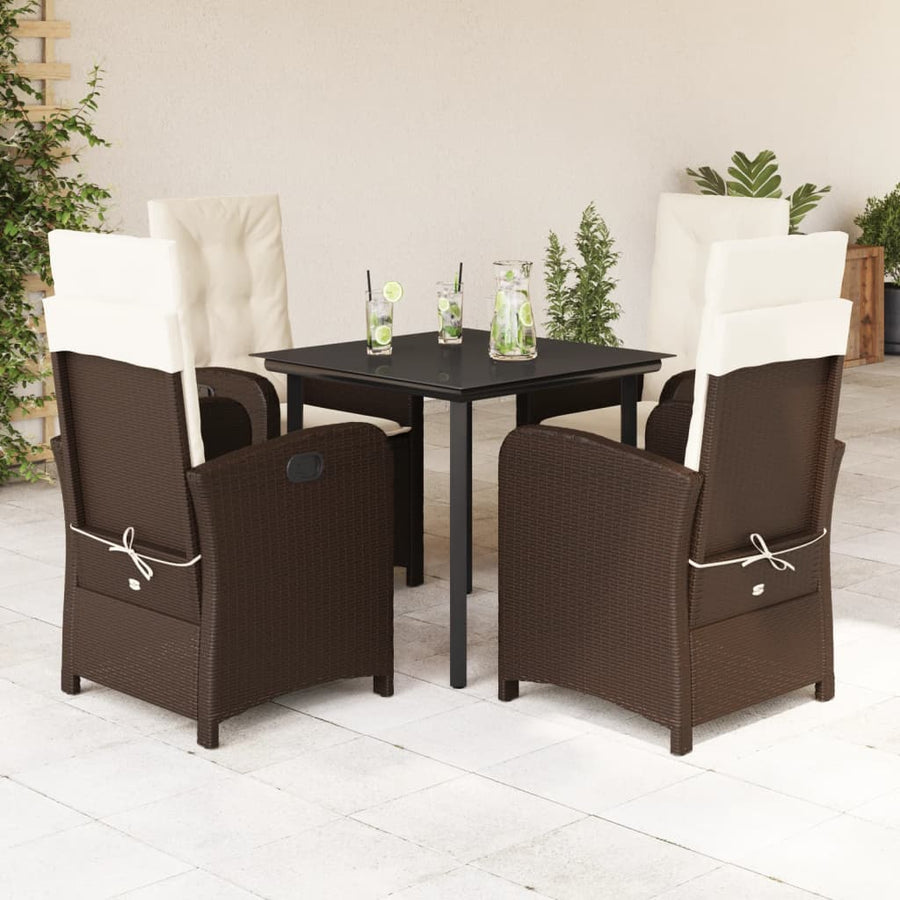 Set Mobilier De Grădină, 5 Piese, Cu Perne, Maro, Poliratan