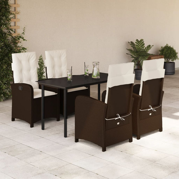Set Mobilier De Grădină, 5 Piese, Cu Perne, Maro, Poliratan