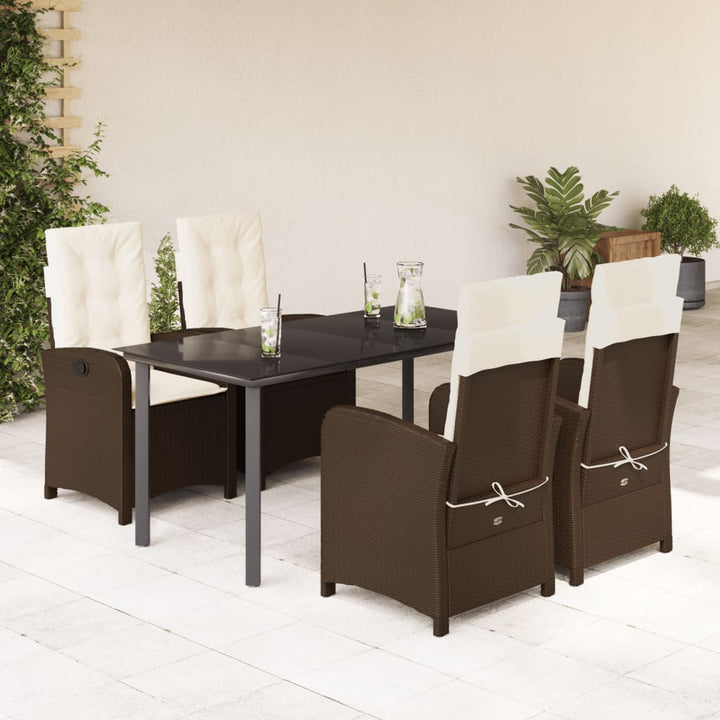 Set Mobilier De Grădină, 5 Piese, Cu Perne, Maro, Poliratan
