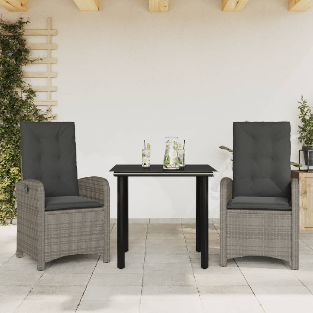 Set Mobilier Grădină Cu Perne, 9 Piese, Gri, Poliratan