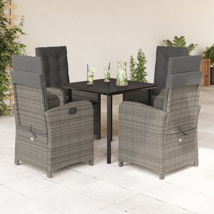 Set Mobilier Grădină Cu Perne, 9 Piese, Gri, Poliratan