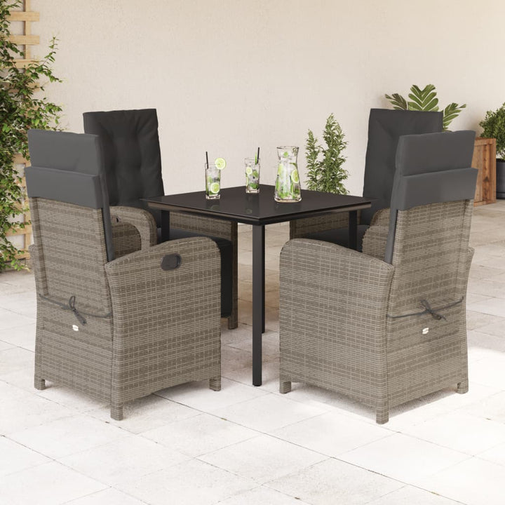 Set Mobilier Grădină Cu Perne, 9 Piese, Gri, Poliratan