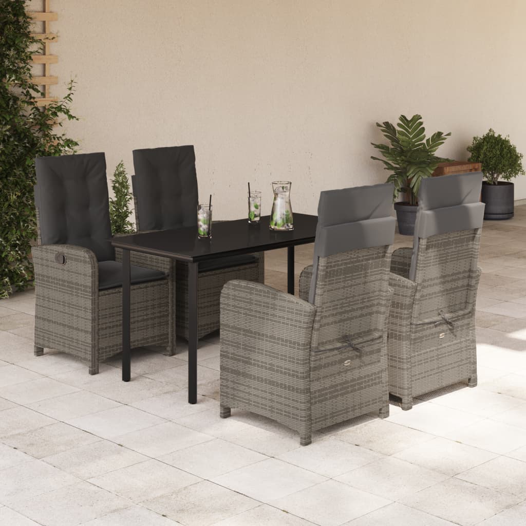 Set Mobilier Grădină Cu Perne, 9 Piese, Gri, Poliratan