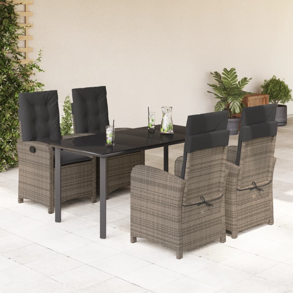 Set Mobilier Grădină Cu Perne, 9 Piese, Gri, Poliratan