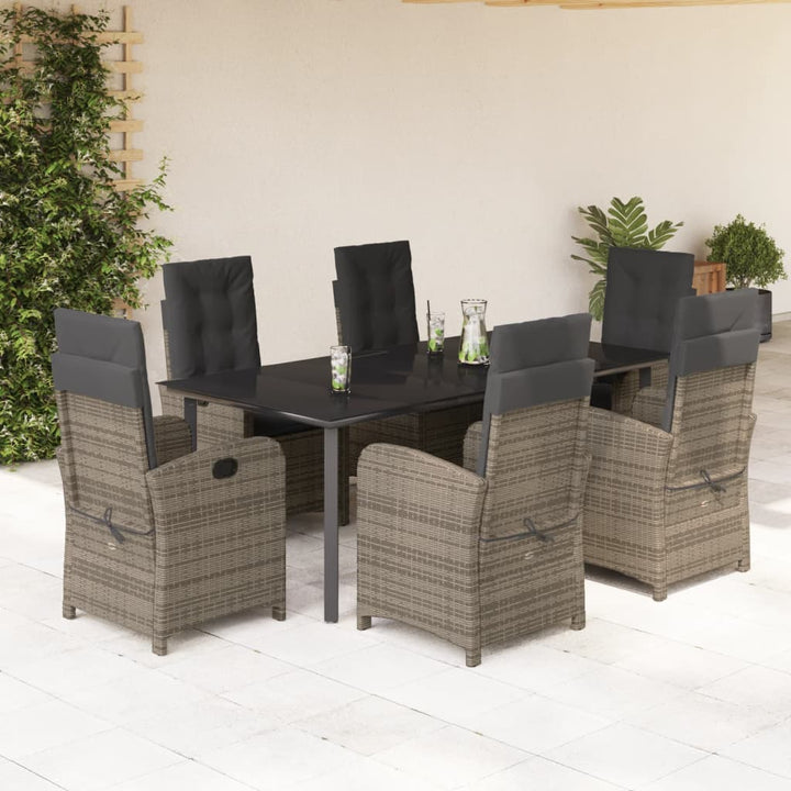 Set Mobilier Grădină Cu Perne, 9 Piese, Gri, Poliratan