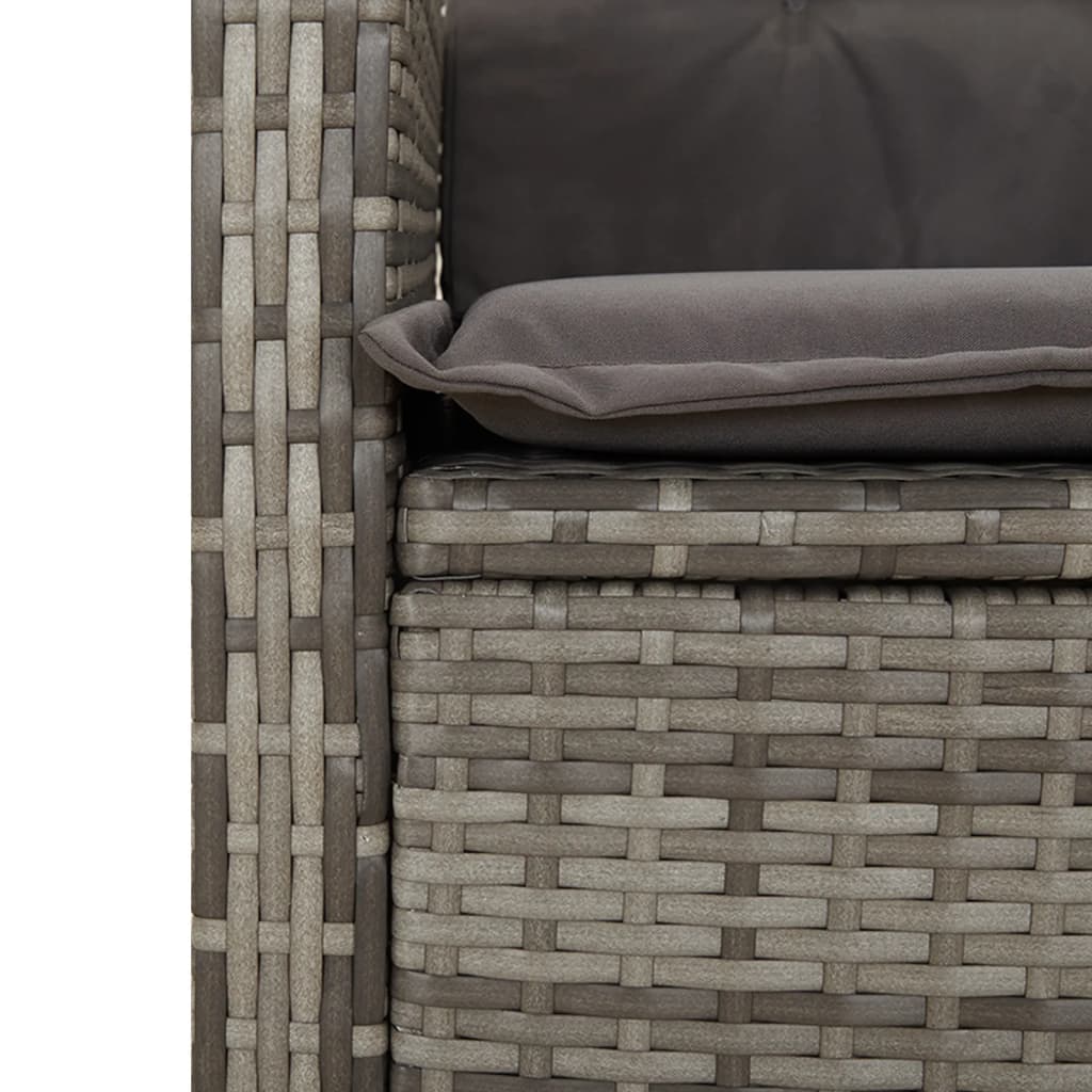 Set Mobilier Grădină Cu Perne, 9 Piese, Gri, Poliratan