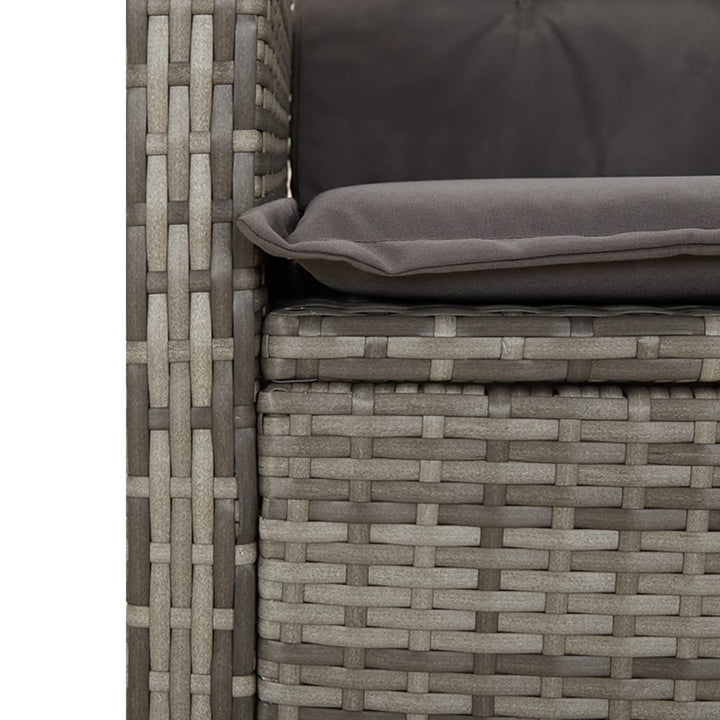 Set Mobilier Grădină Cu Perne, 9 Piese, Gri, Poliratan