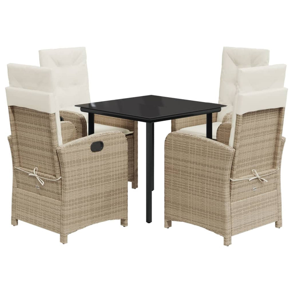 Set Mobilier De Grădină Cu Perne, 5 Piese, Bej, Poliratan