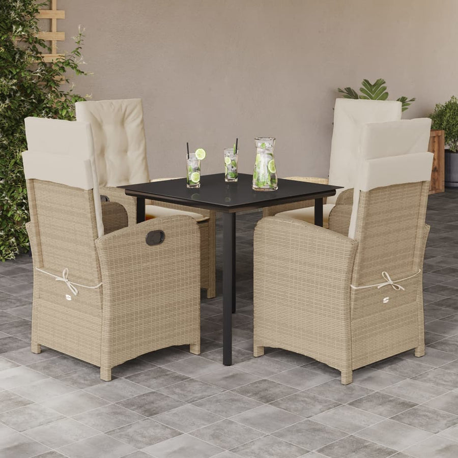 Set Mobilier De Grădină Cu Perne, 5 Piese, Bej, Poliratan