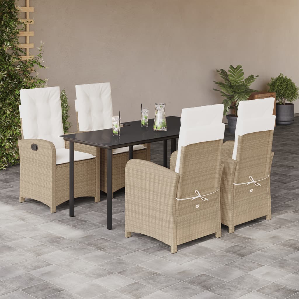 Set Mobilier De Grădină Cu Perne, 5 Piese, Bej, Poliratan
