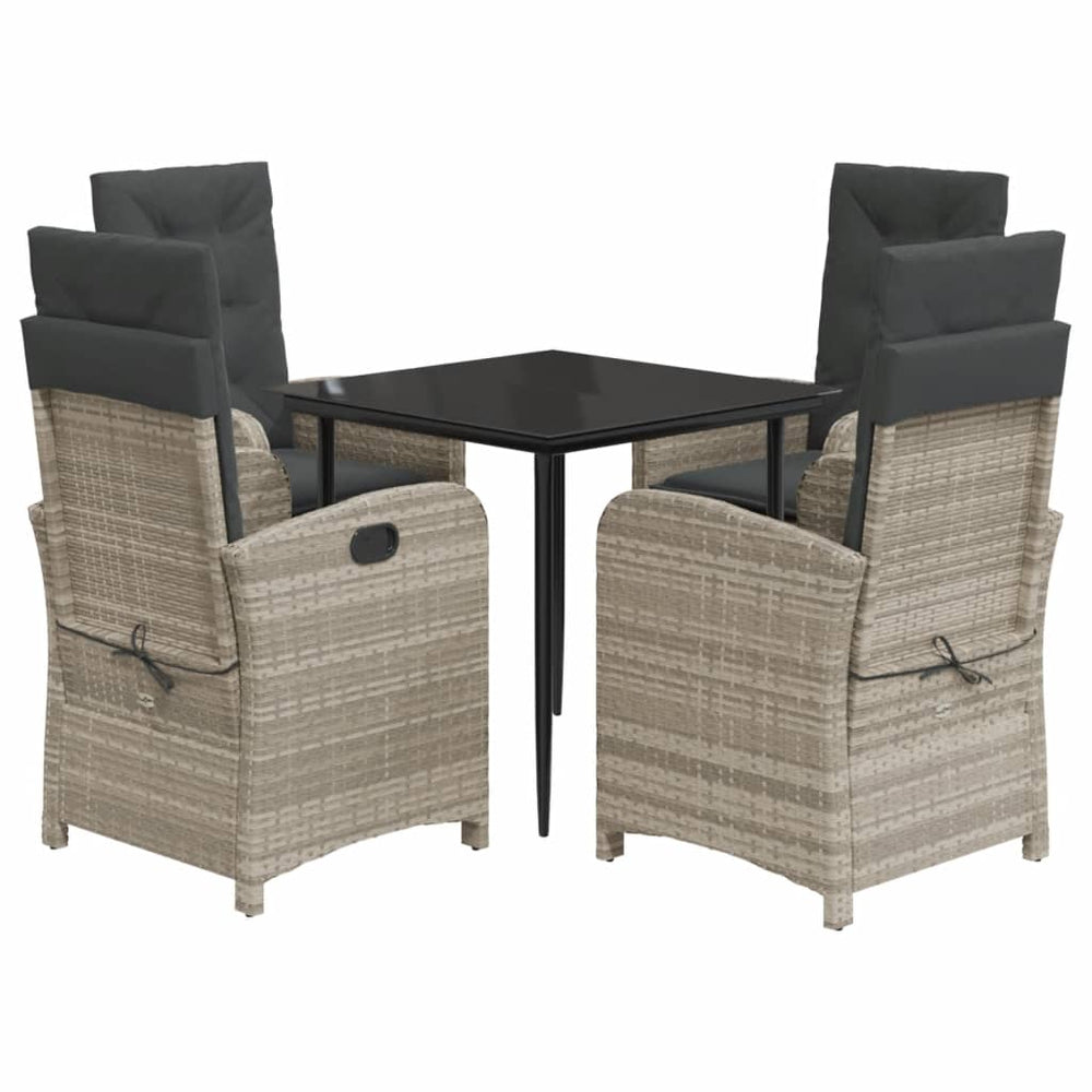 Set Mobilier De Grădină Cu Perne, 5 Piese Gri Deschis Poliratan
