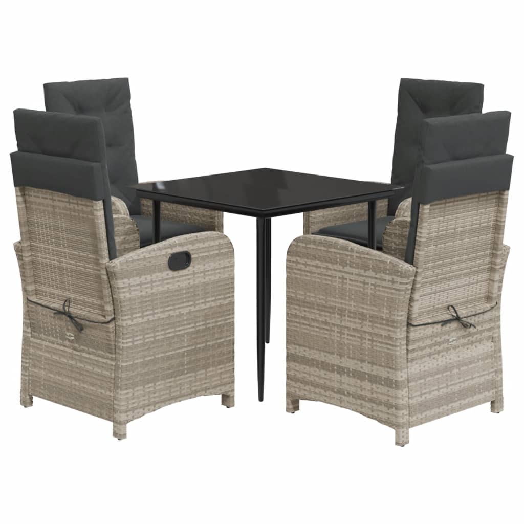 Set Mobilier De Grădină Cu Perne, 5 Piese Gri Deschis Poliratan