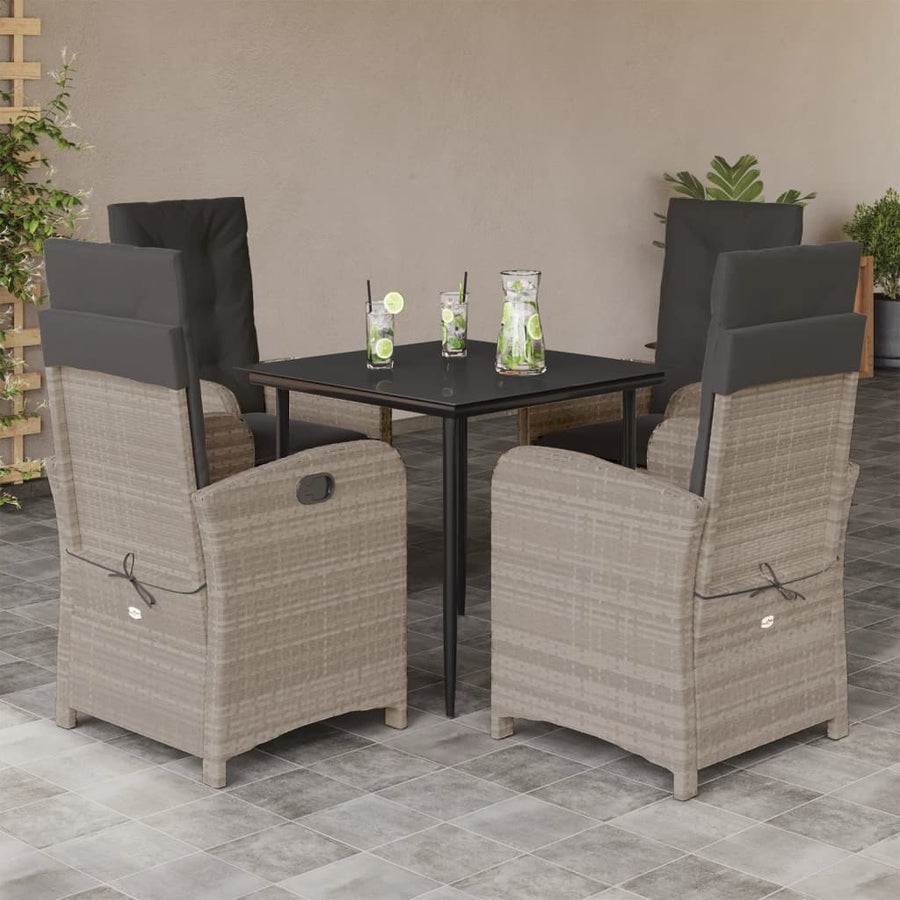 Set Mobilier De Grădină Cu Perne, 5 Piese Gri Deschis Poliratan