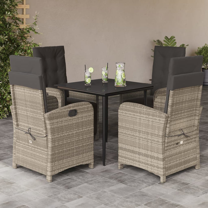 Set Mobilier De Grădină Cu Perne, 5 Piese Gri Deschis Poliratan
