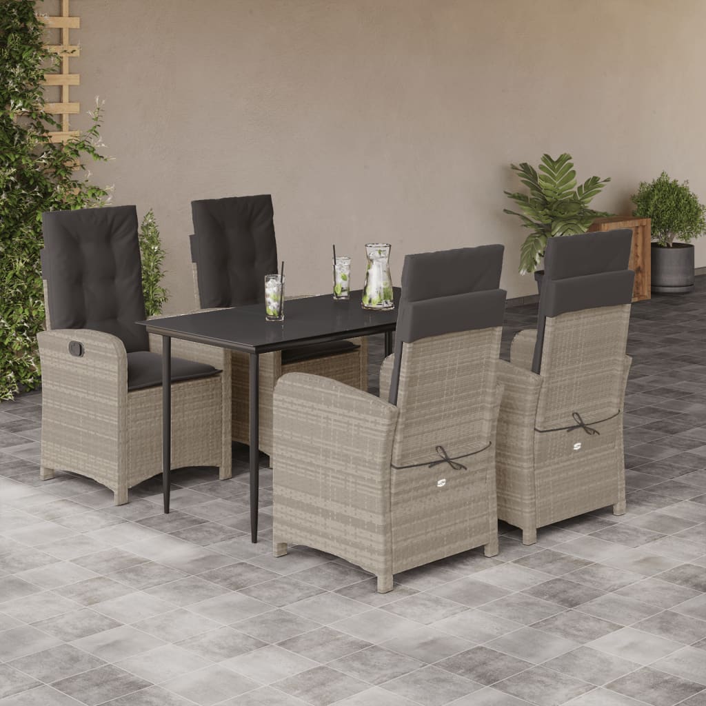 Set Mobilier De Grădină Cu Perne, 5 Piese Gri Deschis Poliratan
