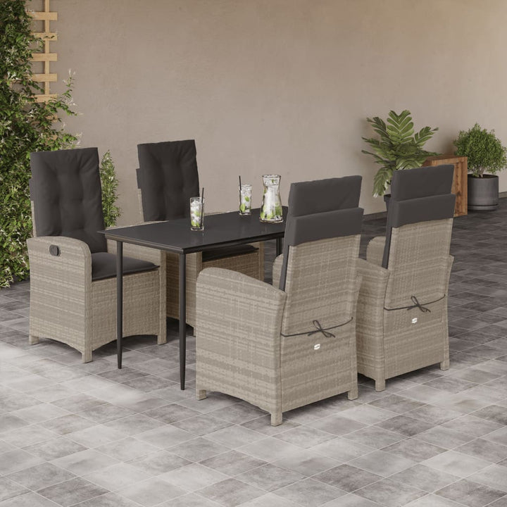 Set Mobilier De Grădină Cu Perne, 5 Piese Gri Deschis Poliratan