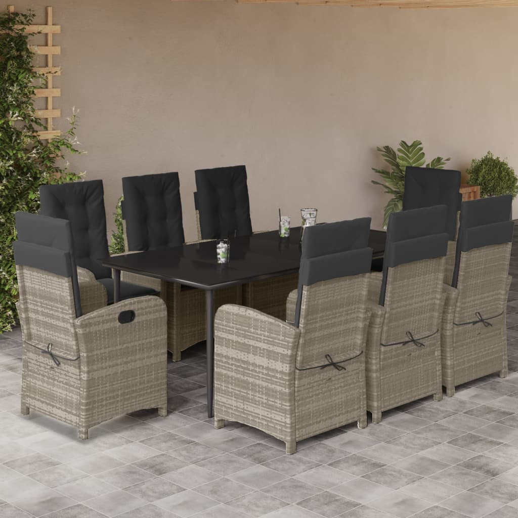 Set Mobilier De Grădină Cu Perne, 5 Piese Gri Deschis Poliratan