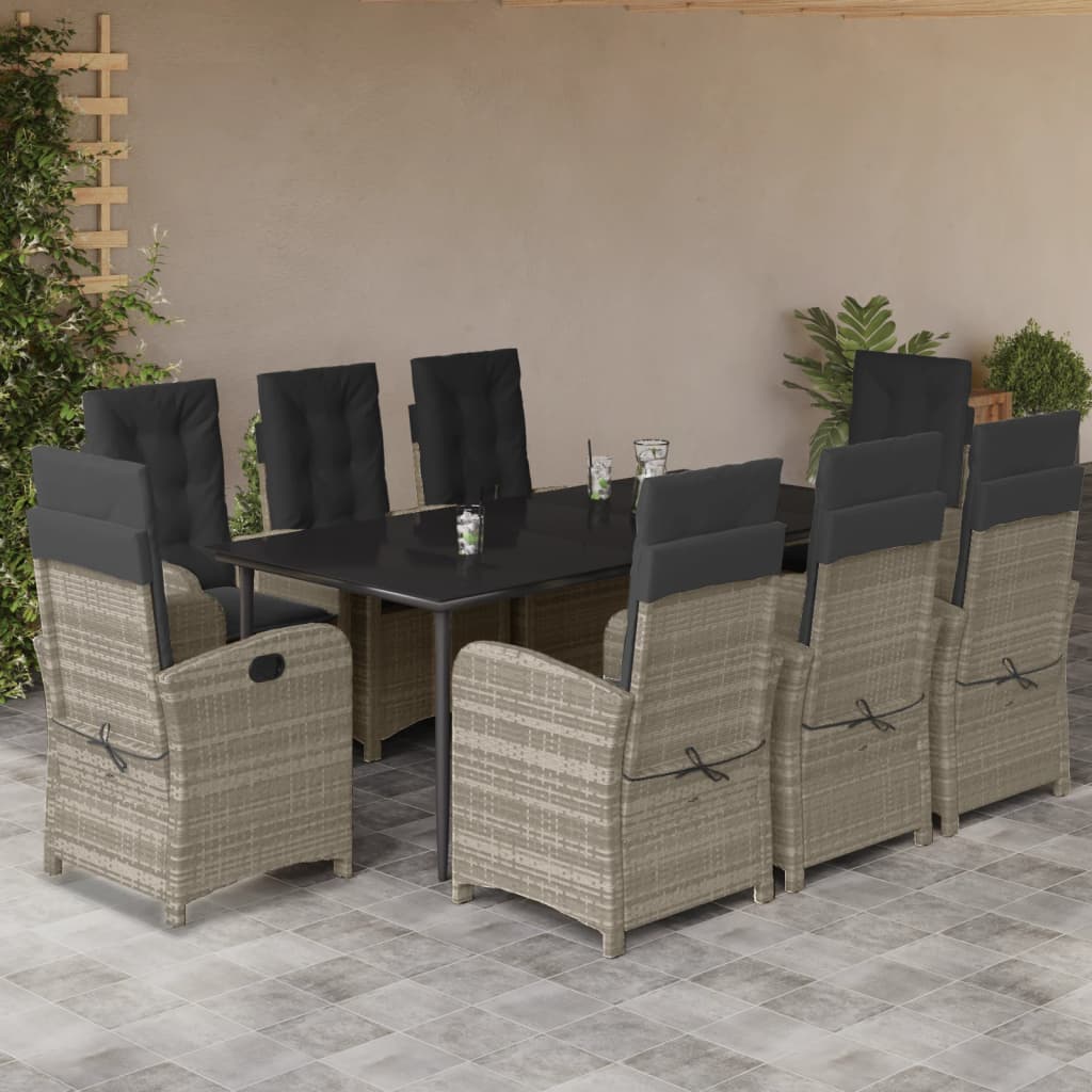 Set Mobilier De Grădină Cu Perne, 5 Piese Gri Deschis Poliratan