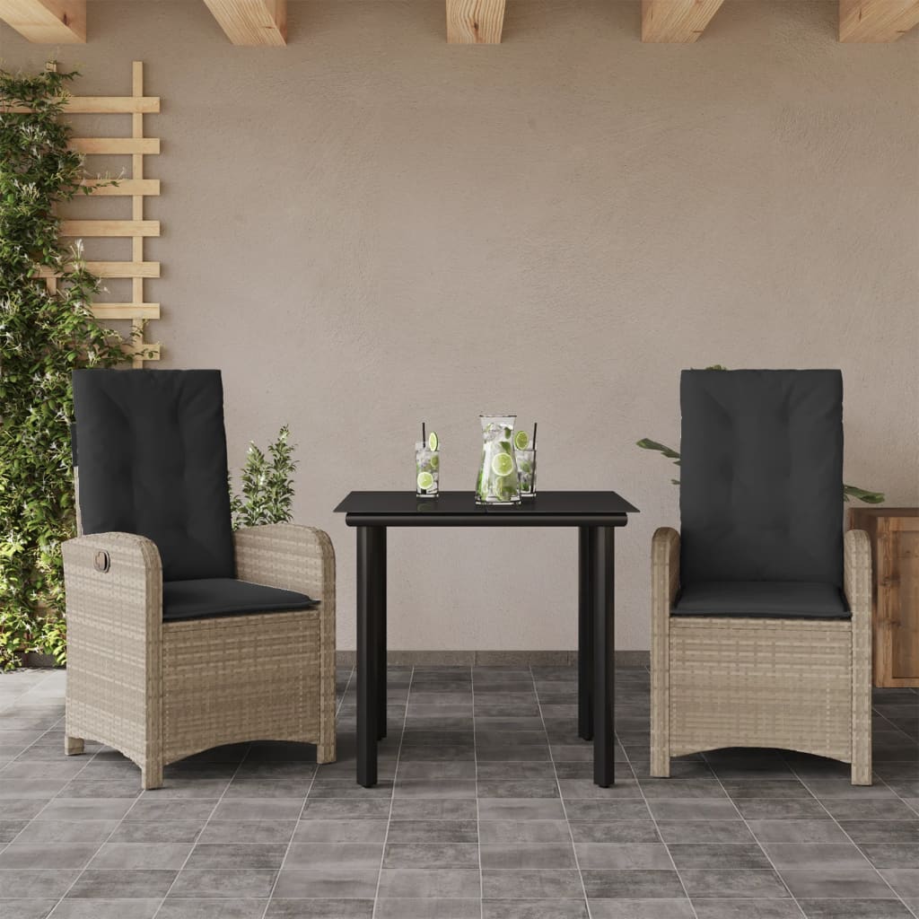 Set Mobilier De Grădină Cu Perne, 7 Piese Gri Deschis Poliratan
