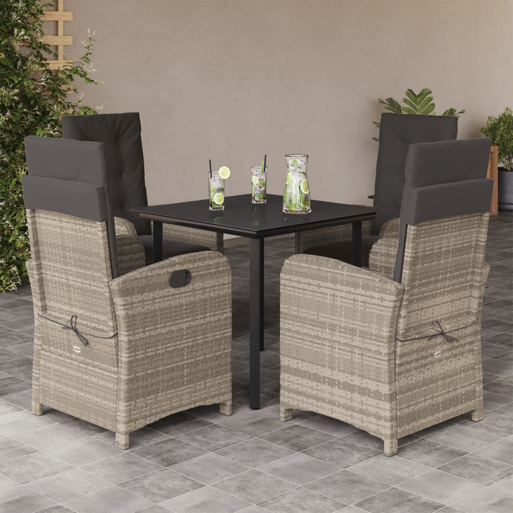 Set Mobilier De Grădină Cu Perne, 7 Piese Gri Deschis Poliratan