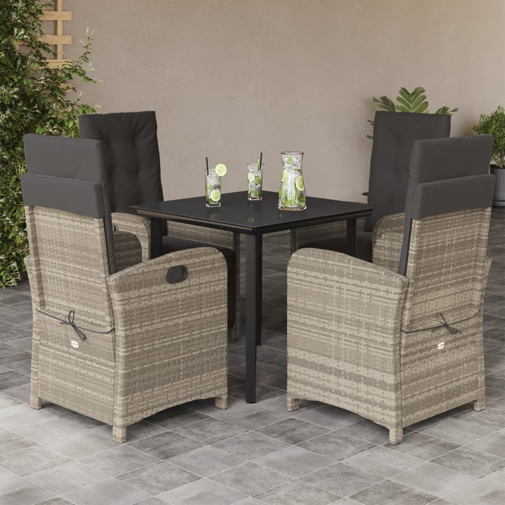 Set Mobilier De Grădină Cu Perne, 7 Piese Gri Deschis Poliratan