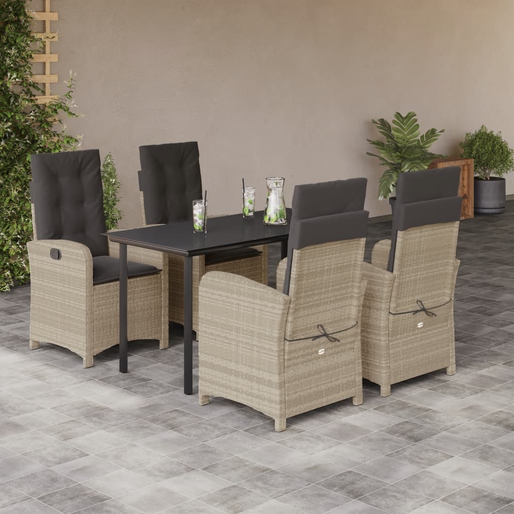 Set Mobilier De Grădină Cu Perne, 7 Piese Gri Deschis Poliratan