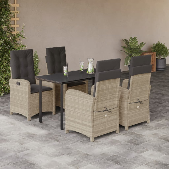 Set Mobilier De Grădină Cu Perne, 7 Piese Gri Deschis Poliratan