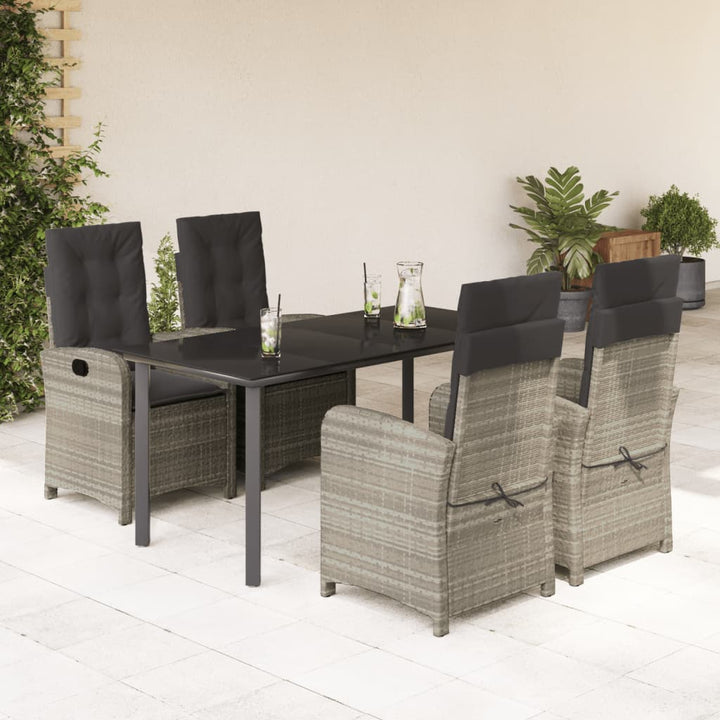 Set Mobilier De Grădină Cu Perne, 7 Piese Gri Deschis Poliratan