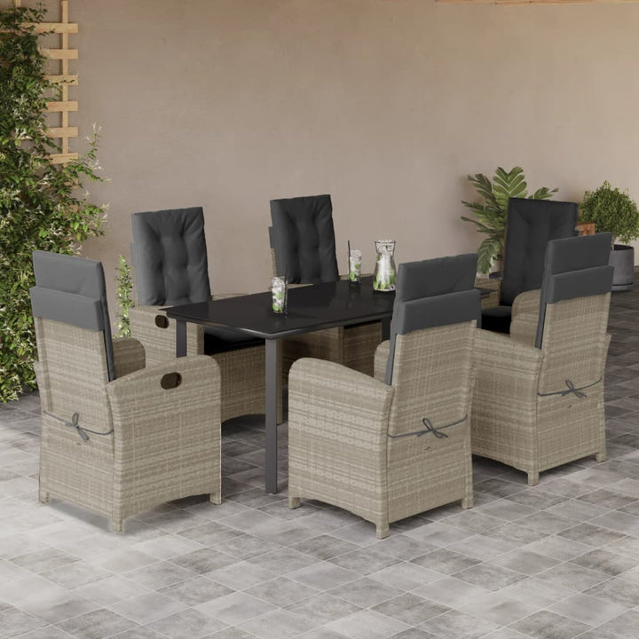 Set Mobilier De Grădină Cu Perne, 7 Piese Gri Deschis Poliratan