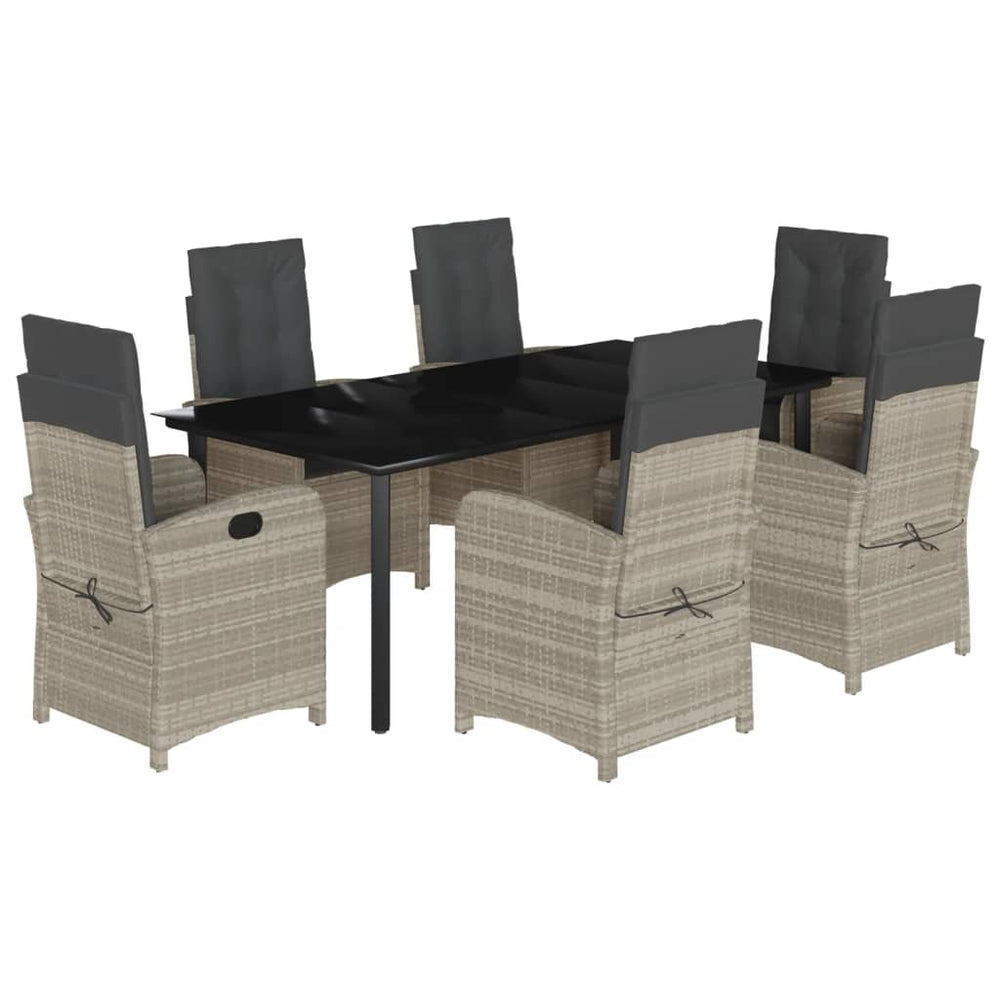 Set Mobilier De Grădină Cu Perne, 7 Piese Gri Deschis Poliratan