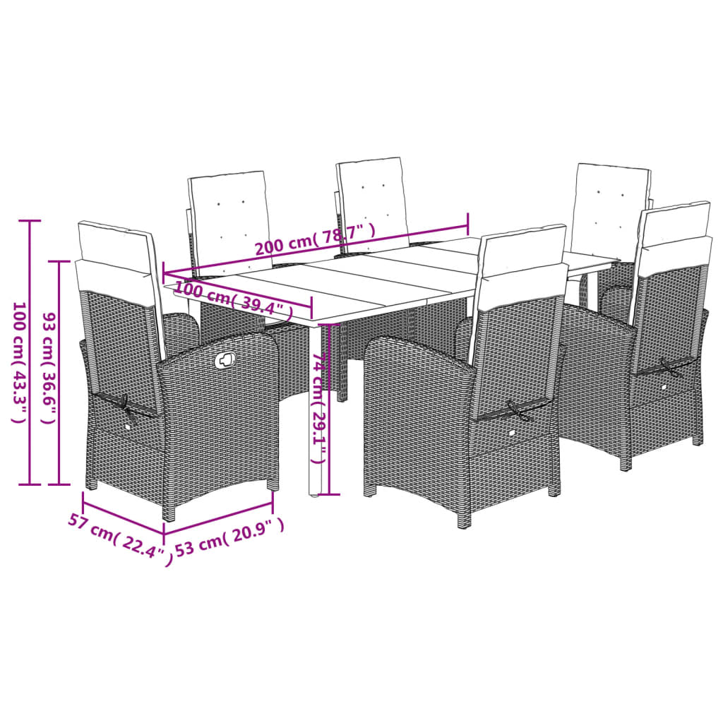 Set Mobilier De Grădină Cu Perne, 7 Piese Gri Deschis Poliratan