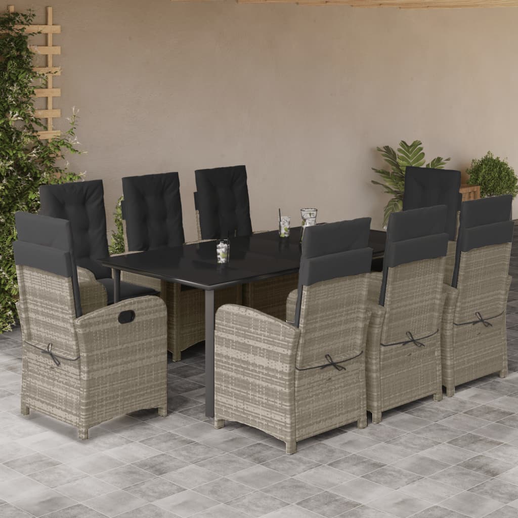 Set Mobilier De Grădină Cu Perne, 7 Piese Gri Deschis Poliratan