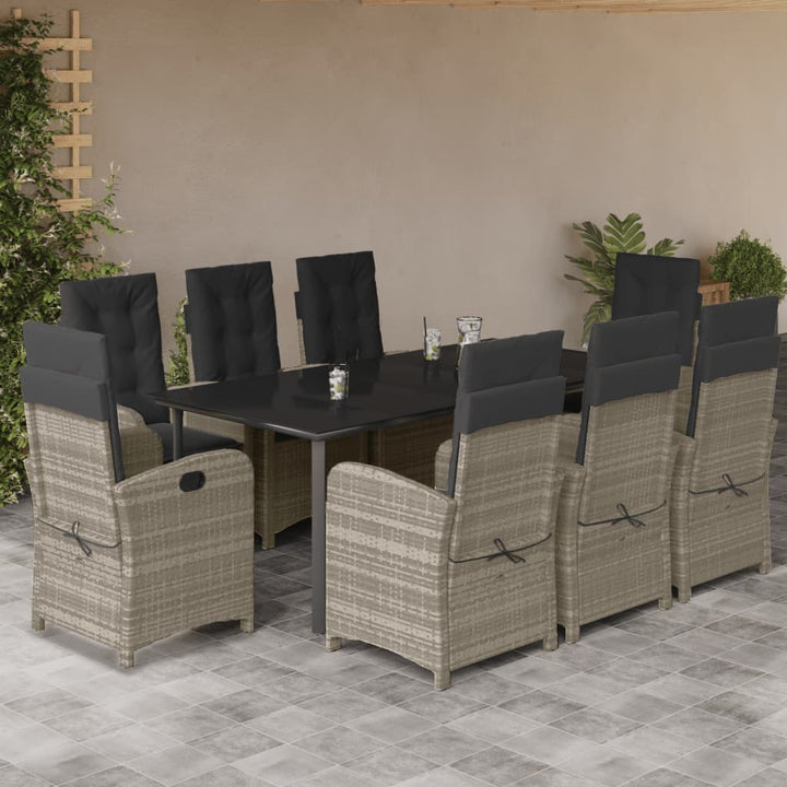 Set Mobilier De Grădină Cu Perne, 7 Piese Gri Deschis Poliratan