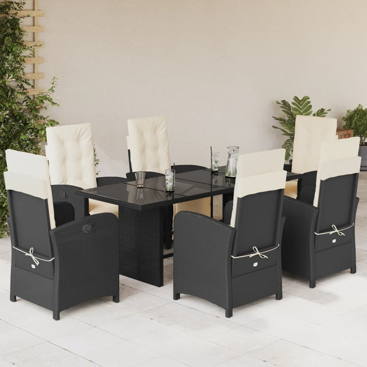 Set Mobilier De Grădină Cu Perne, 9 Piese, Maro, Poliratan