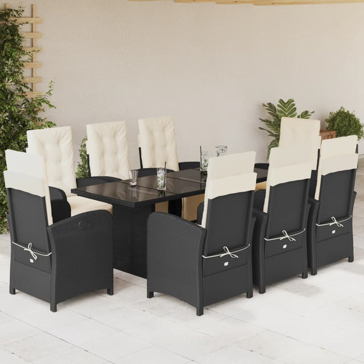 Set Mobilier De Grădină Cu Perne, 9 Piese, Maro, Poliratan