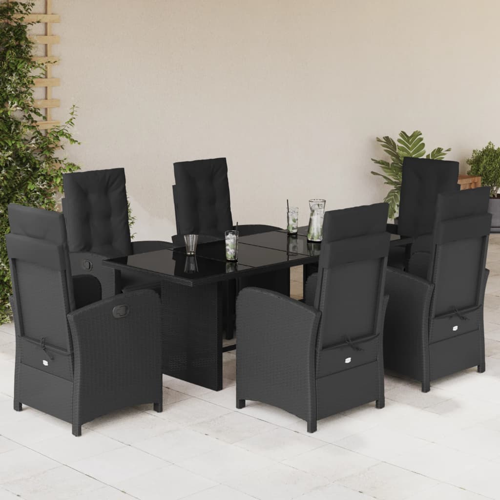 Set Mobilier De Grădină Cu Perne, 9 Piese, Maro, Poliratan